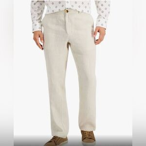 Lombard Slim Fit European Linen Pants With Pockets In Beige Size 36